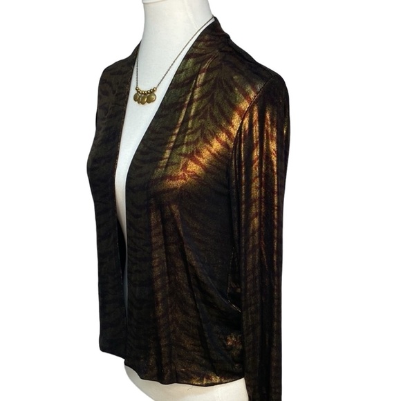 Chico’s Travelers Metallic Tiger Topper Blouse - Picture 2 of 4